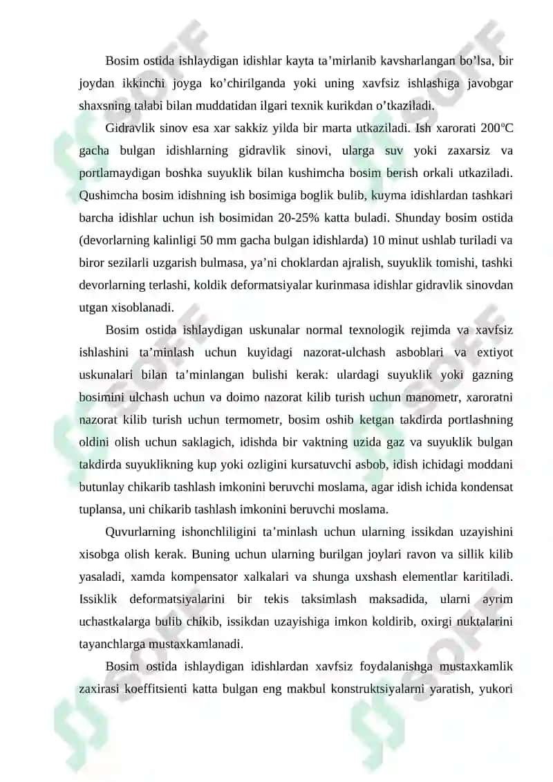 Bosim ostida ishlatiladigan sig’im, qurilma, qozon, quvur 2
