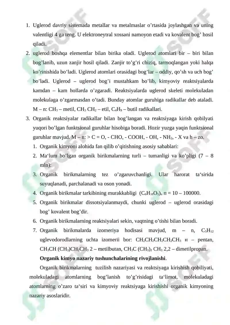 Organik kimyo fani 2