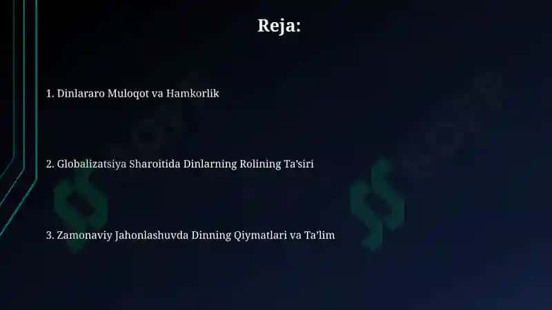 Dinlararo Muloqot va Hamkorlik 2