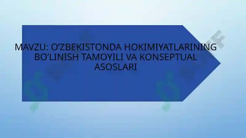 O’zbekistondagi hokimiyatlarining bo’linishi tamoyili va konseptual asoslari 2
