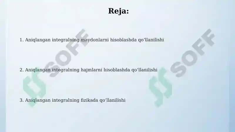 Aniq integralning tadbiqlari 2