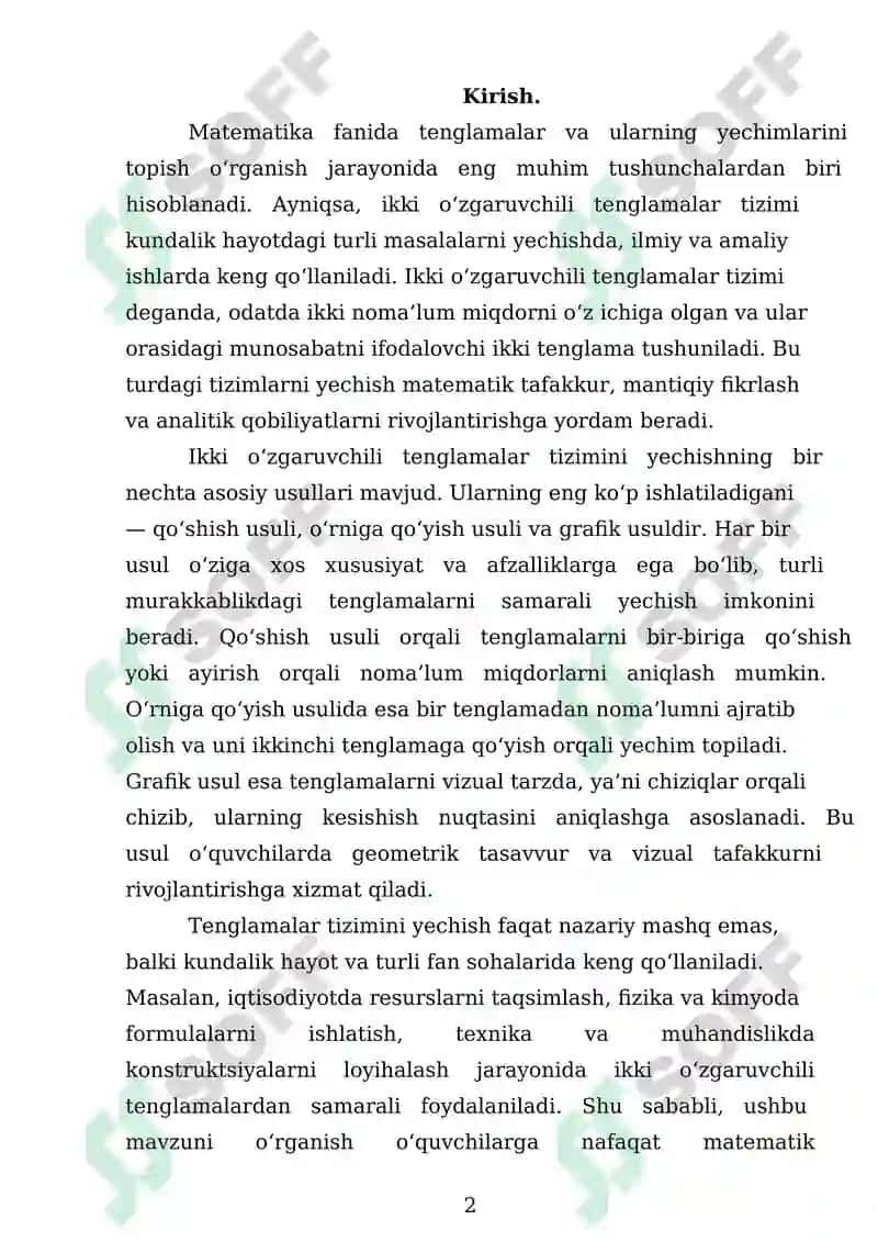 Ikki o'zgaruvchili tenglamalar tizimi 2