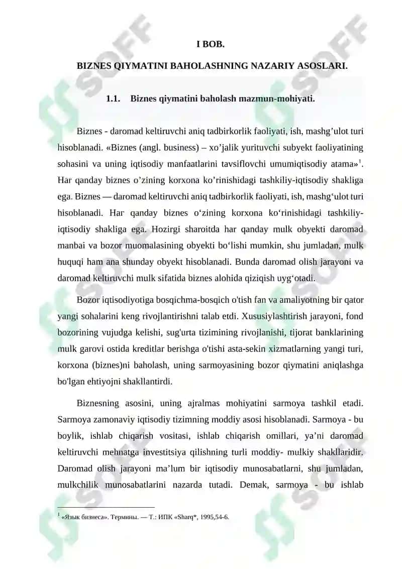 BIZNES QIYMATINI BAHOLASHNING XORIJ TAJRIBASI 2