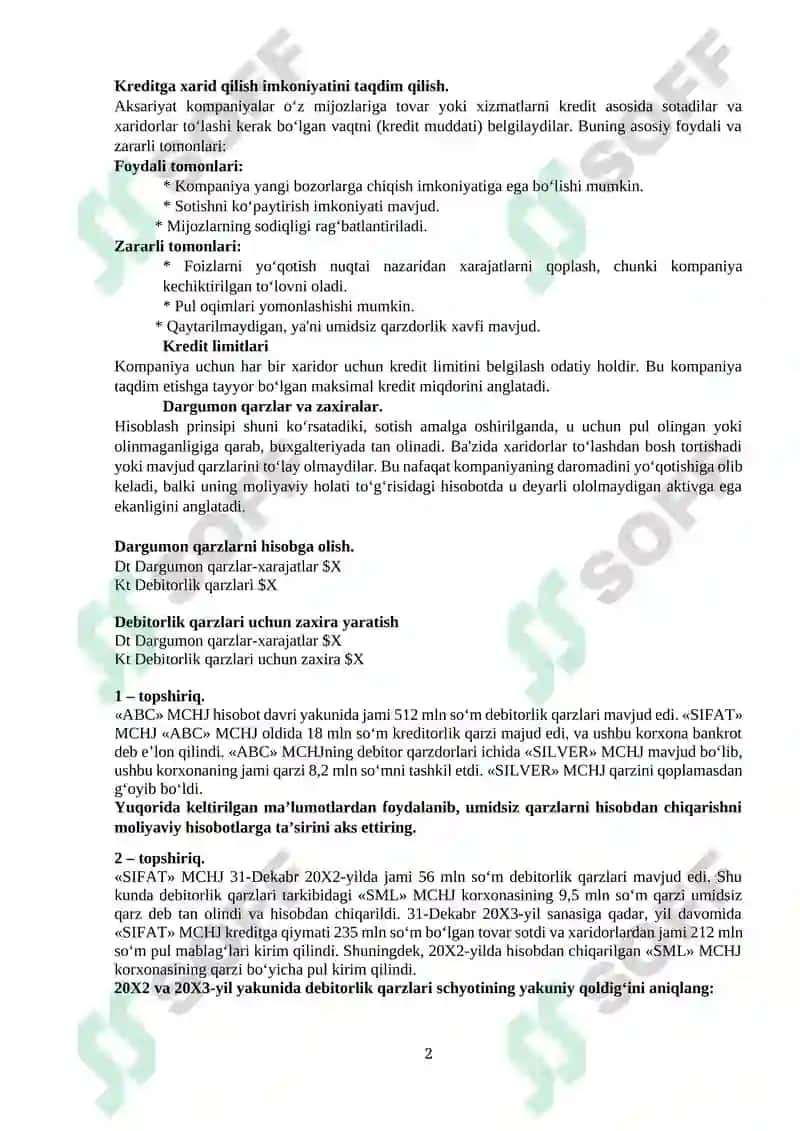 Moliyaviy hisobotning xalqaro standartlari (MHXS) 2