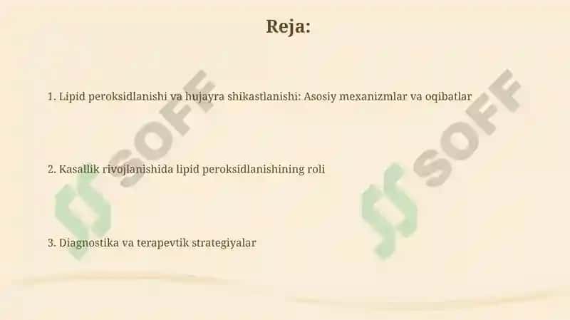 Lipid peroksidlanishi va hujayra shikastlanishi patogenizadagi ahamiyati 2