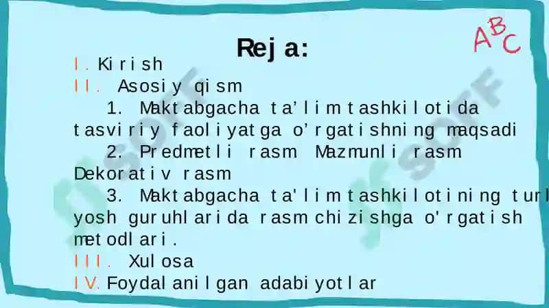 Maktabgacha yoshdagi bolalarni rasm chizishga oʻrgatish 2