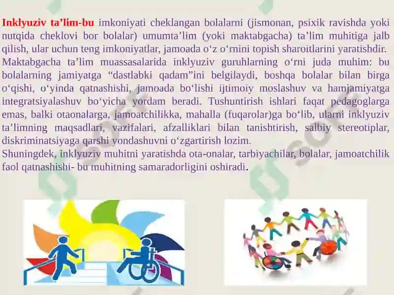 Inklyuziv taʼlim jarayonlari ishtirokchilari va aholi oʻrtasida tushuntirish ishlarini olib borish 2