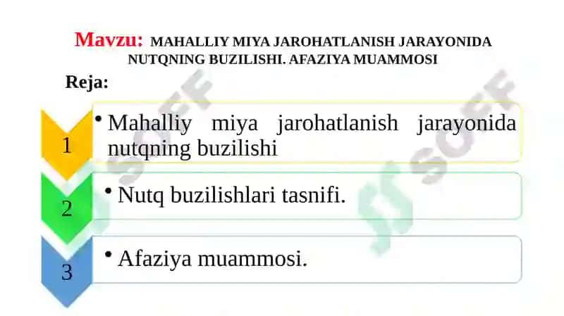 MAHALLIY MIYA JAROHATLANISH JARAYONIDA NUTQNING BUZILISHI. AFAZIYA MUAMMOSI 2