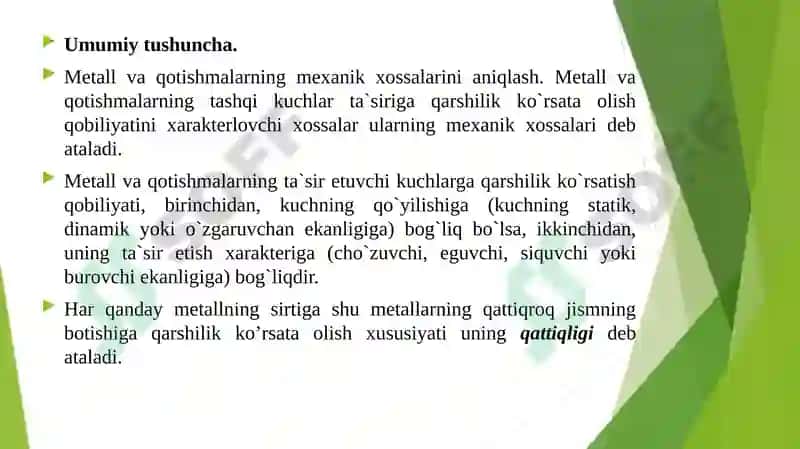 Metall va qotishmalarni Zarbiy qovushqoqligini aniqlashnio`rganish 2