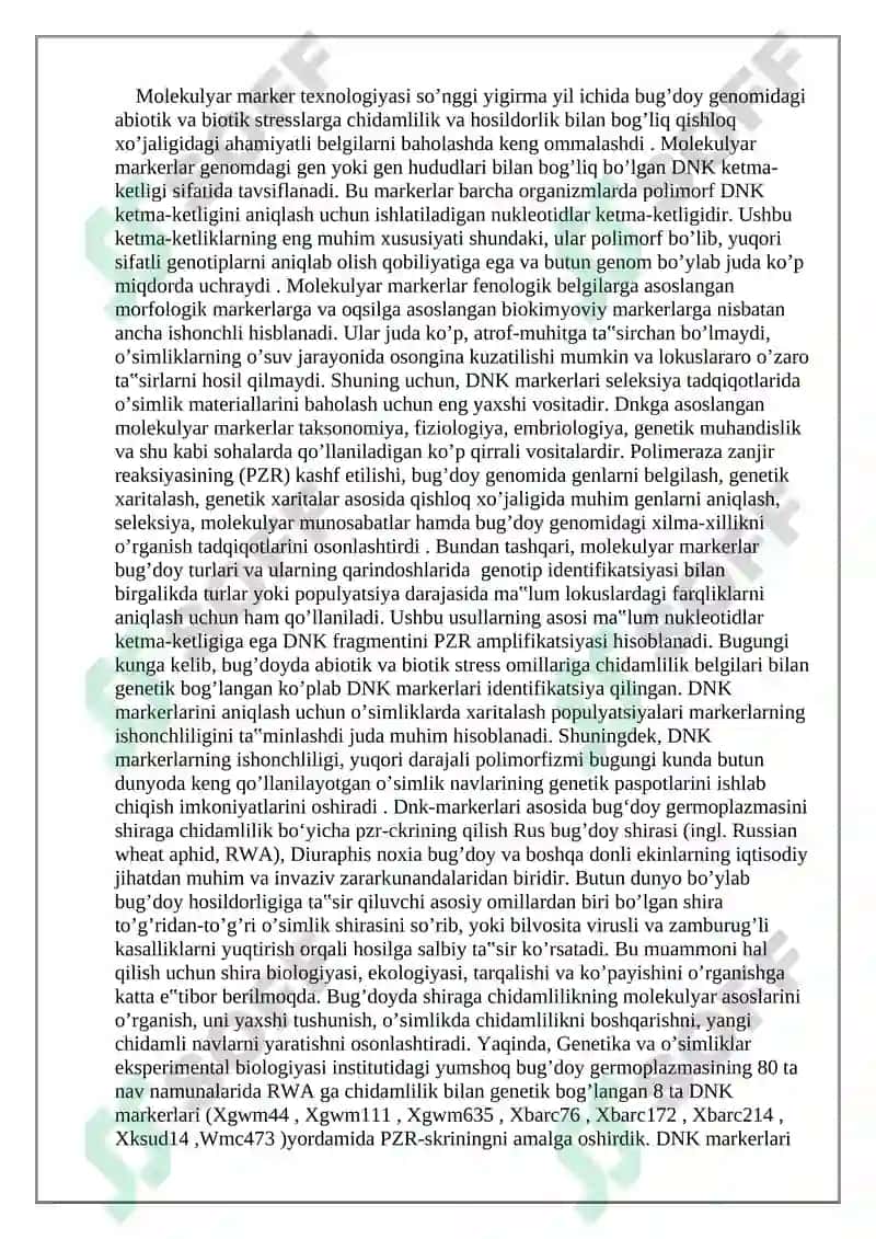 Molekulyar markerlar va ularning tadqiqotlarda ishlatilishi 2