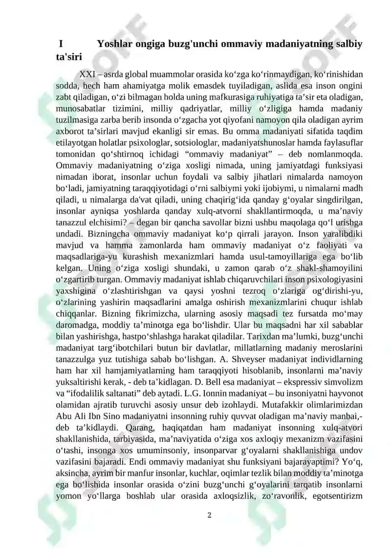 Ommaviy madaniyat va yoshlar ma’naviyatiga taxdidlar 2