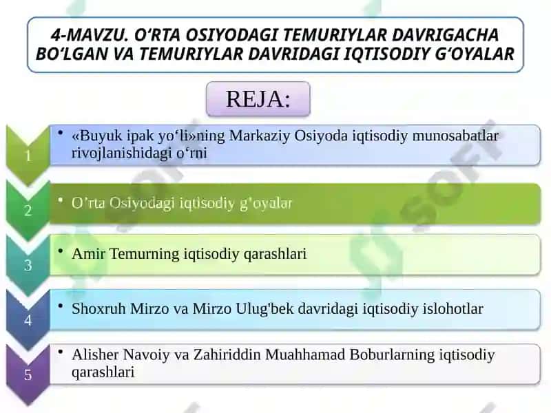 Temuriylar davrigacha va Amir Temur va Temuriylar davridagi iqtisodiy g‘oyalar va iqtisodiy siyosat 2