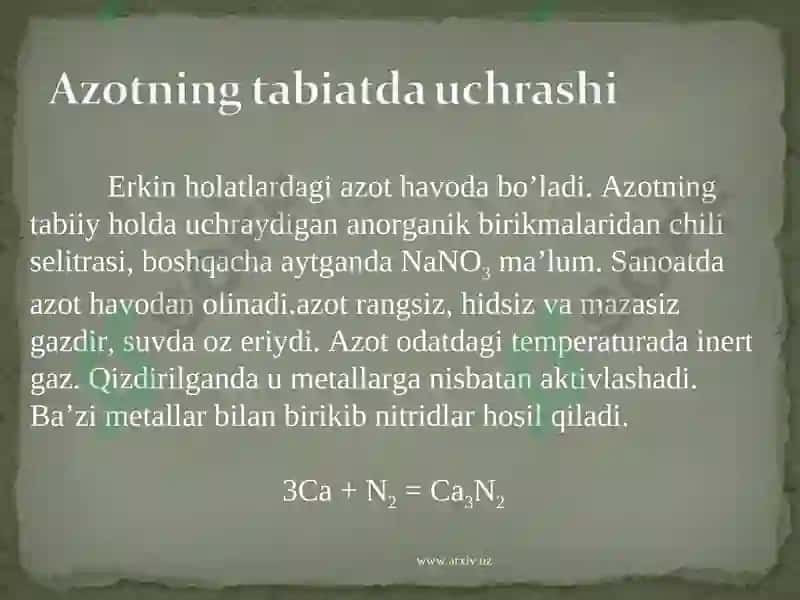 Azotning xossalari 2