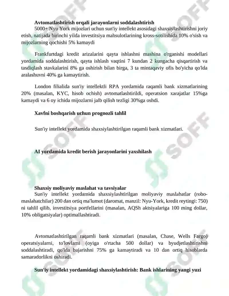 Sun'iy intellekt yordamida raqamli bank xizmatlarini shaxsiylashtirish va avtomatlashtirish 2