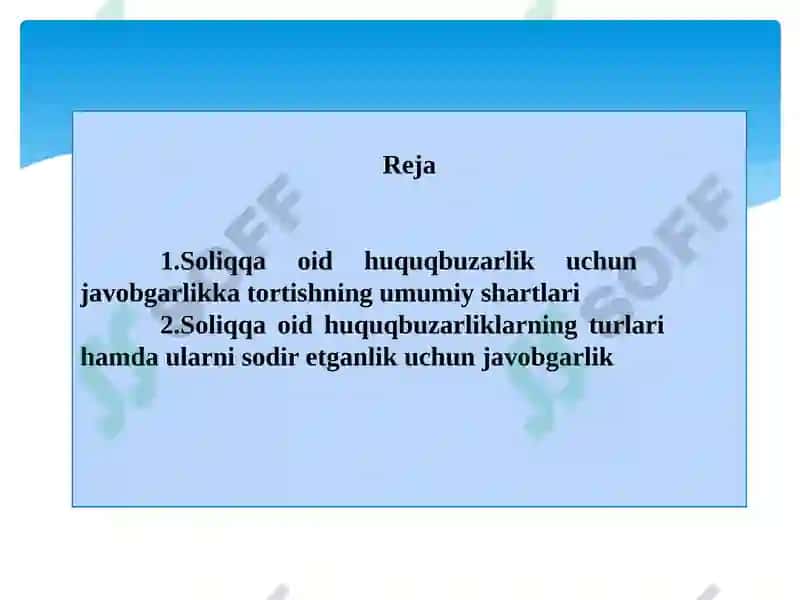 Soliqqa oid huquq buzilari uchun javobgarlik choralari 2