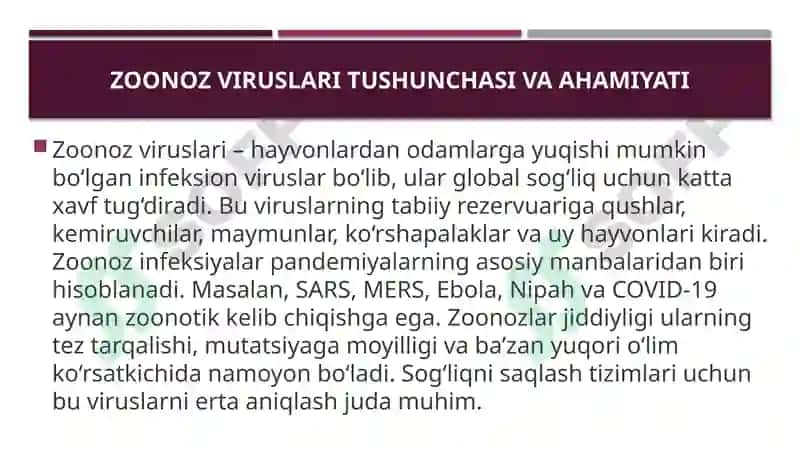 Zoonoz viruslari va ularning insonga yuqish mexanizmlari 2