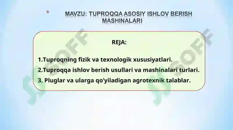 Qishloq xo’jalik mashinalari va texnik servisni tashkil etish 2