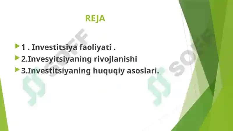 Investitsiya faoliyati rivojlanishining huquqiy asoslari 2