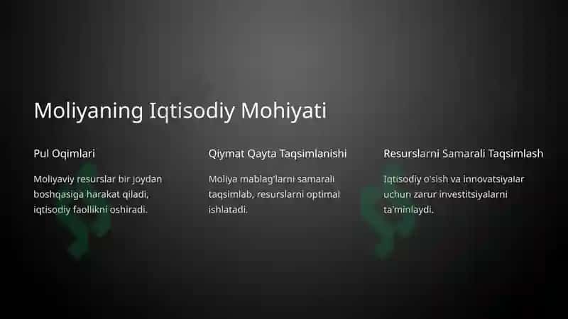 Moliya Tizimining Ijtimoiy-IqtisodiyMohiyati 2