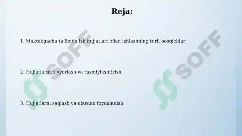 Maktabgacha ta’limda ish hujjatlari bilan ishlashning turli bosqichlari 2