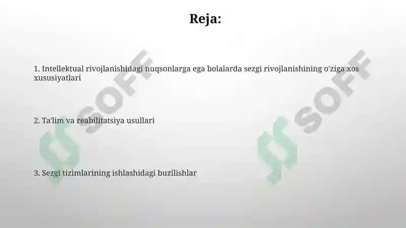 Aqli zaif bolalar sensor taraqqiyotining oʻziga xosligi 2