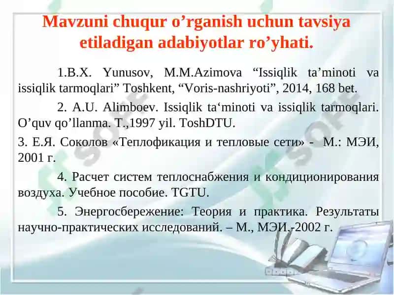 Issiqlik ta’minoti tizimlarni rostlash usullari 2