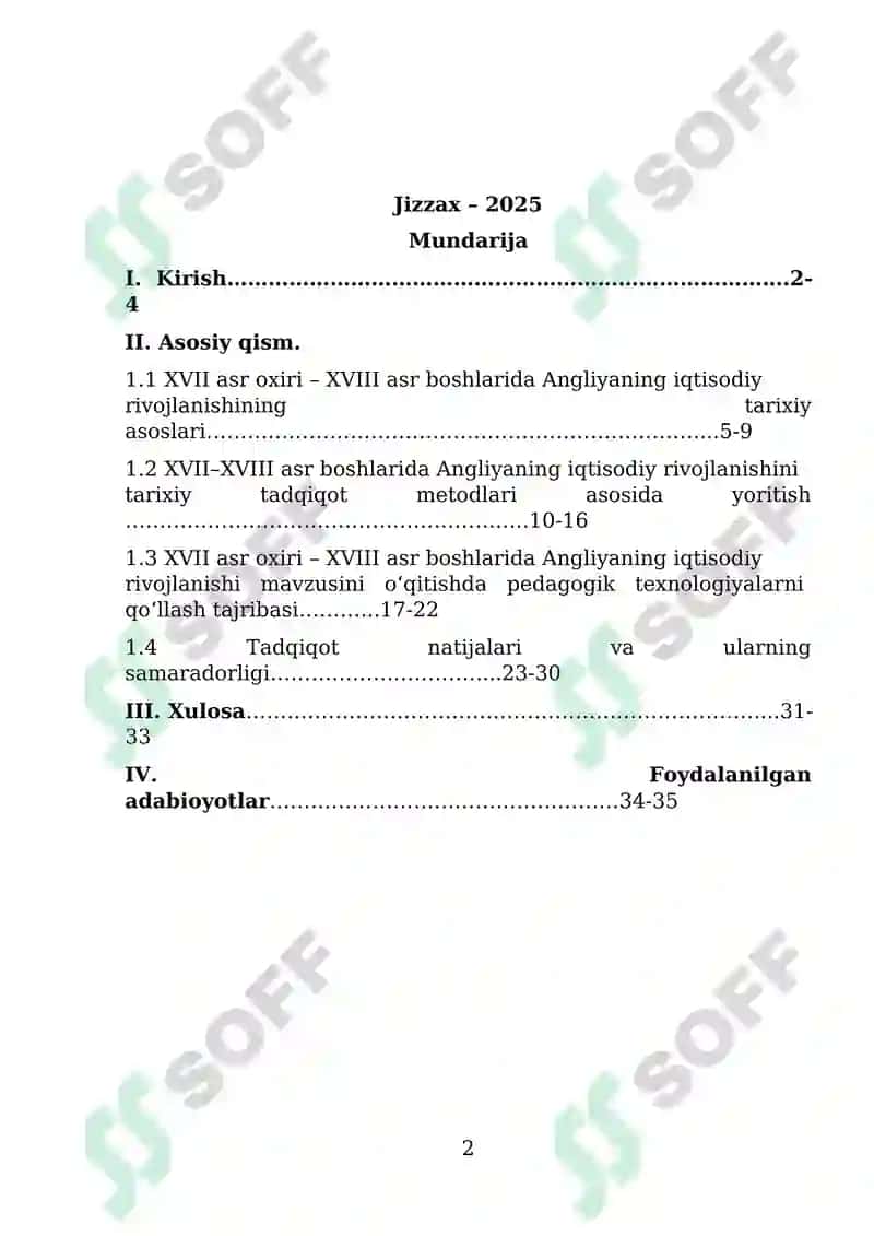 XVII asr oxiri XVIII asr boshlarida Angliyaning iqtisodiy rivojlanish mavzusini oʻqitishda pedagogik texnologiyalarni o’rni 2