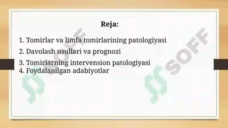 Vena va limfa tomirlari patologiyasi.Tomirlarga aralashishdagi patologiya(intervensii) 2