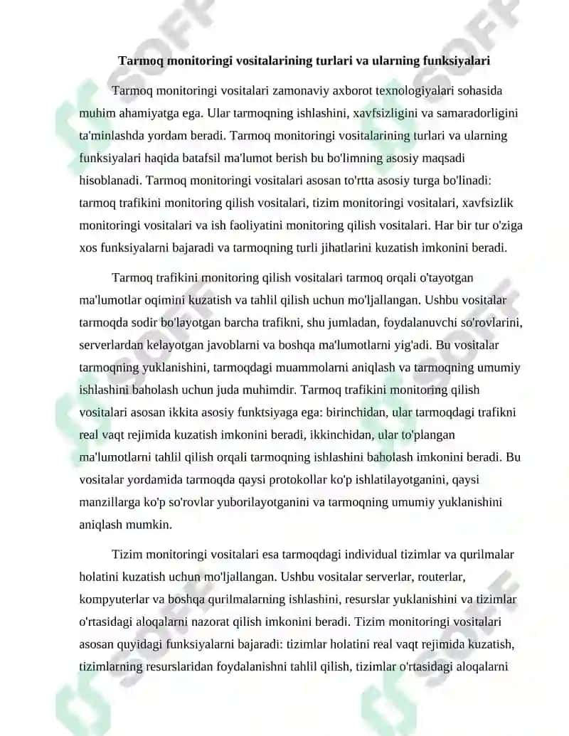 Tarmoq Monitoringi Vositalari va Ularning Tahlili 2