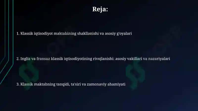 Angliya va fransiyada klassik iqtisodiy maktabning rivojlanishi 2