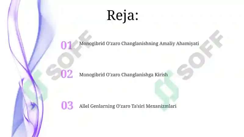 Monogibrid O'zaro Changlanishning Amaliy Ahamiyati 2