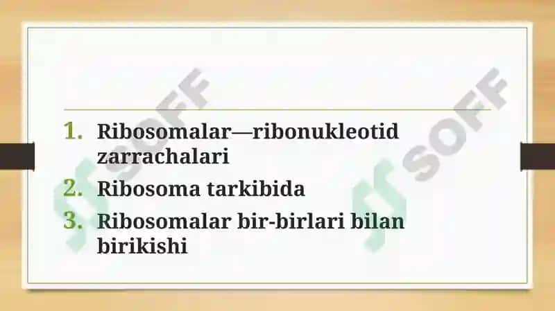 Ribosomaning mexano-kimyoviy xususiyatlari ppt 2