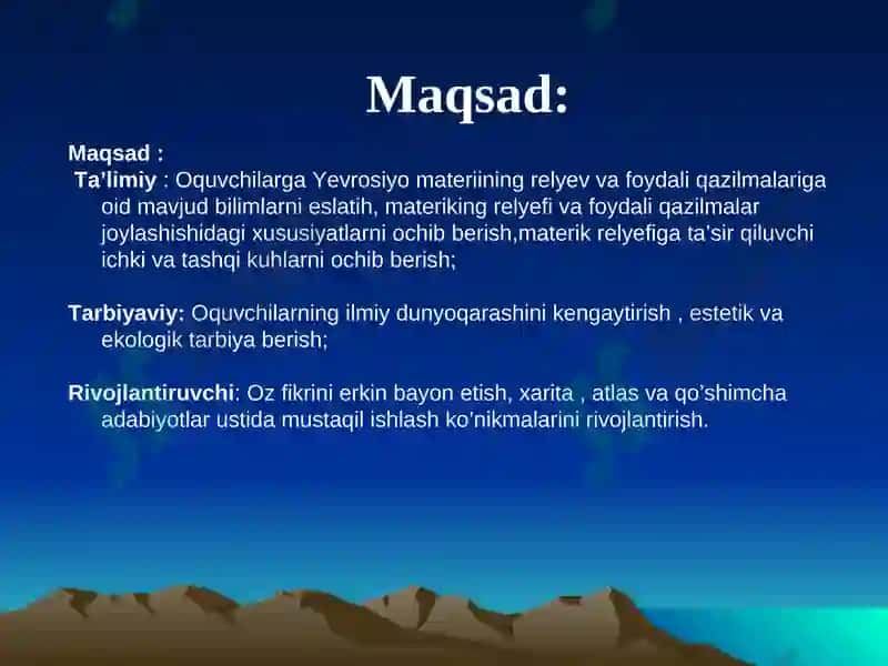 Yevrosiyoning geologik tuzilishi va foydali qazilmalari 2
