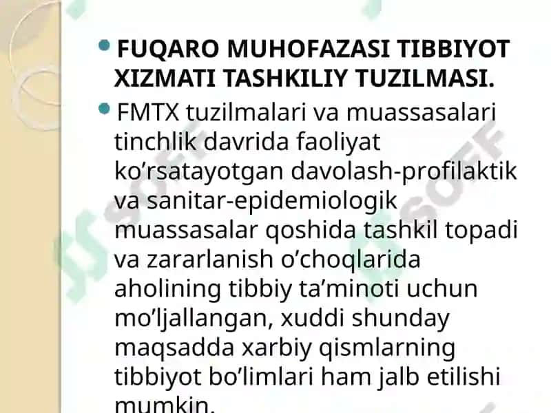 FUQARO MUHOFAZASI TIBBIYOT XIZMATI TASHKILIY TUZILMASI 2