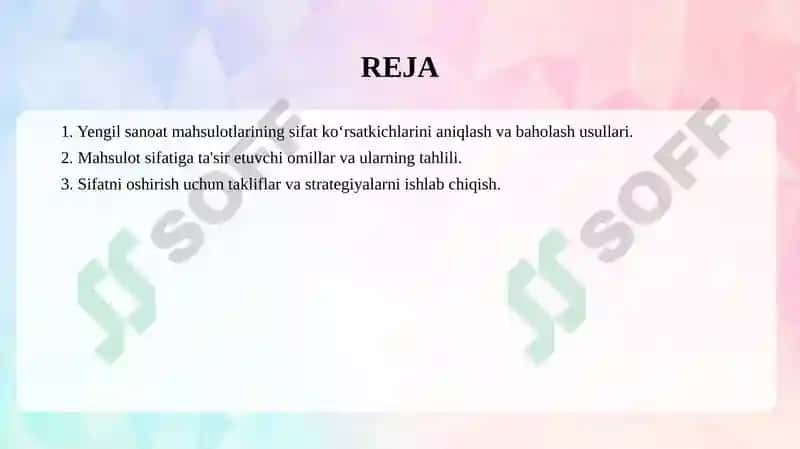 Yengil sanoat mahsulotlarining sifat ko‘rsatkichlarini aniqlash va baholash usullari 2