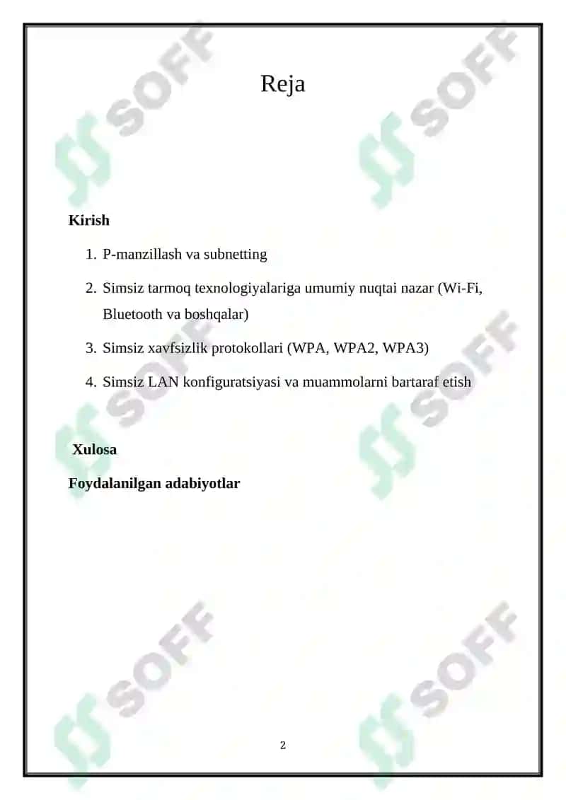 IP TARMOQLARI TEXNOLOGIYALARI 2