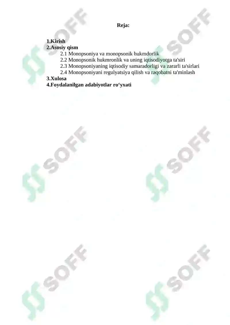 Monopsoniya va monopsonik hukmdorlik 2