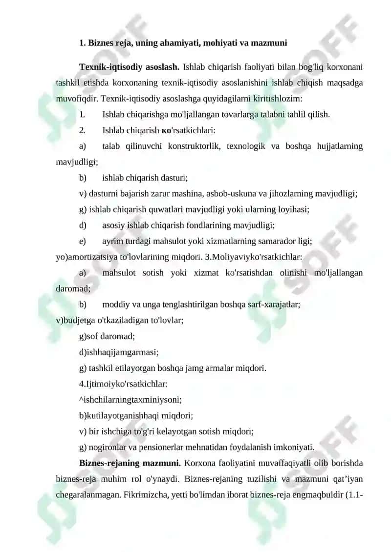Biznes reja, uning ahamiyati, mohiyati va mazmuni 2