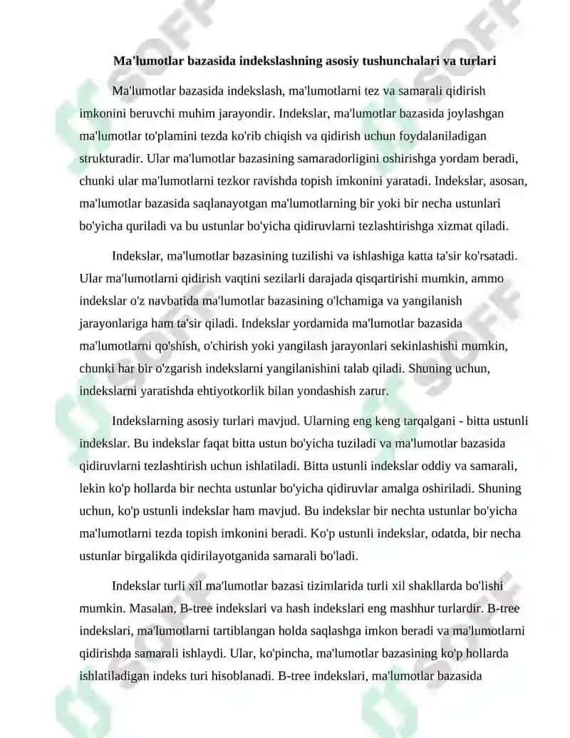 Ma'lumotlar bazasida indekslash va optimallashtirish 2