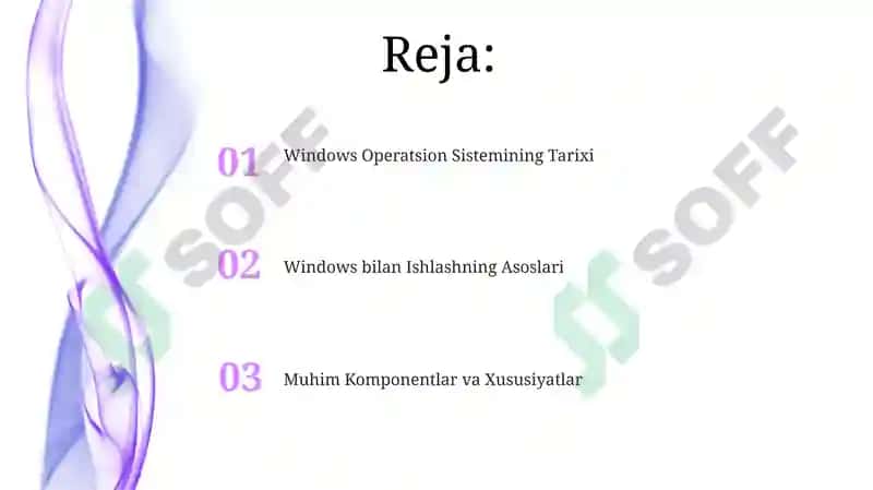 Windows operatsion tizimi tarixi va unda ishlash asoslari 2