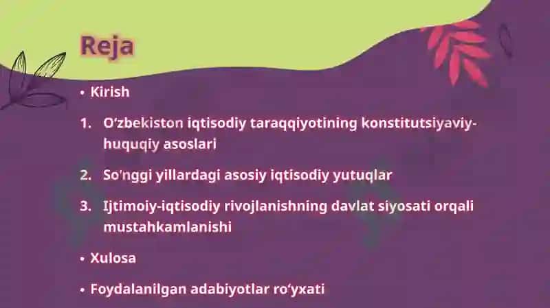 O‘ZBEKISTONNING IQTISODIY SOHADAGI YUTUQLARI 2