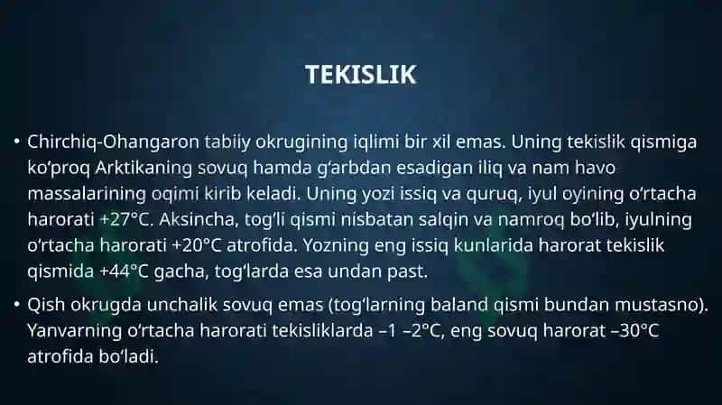 IQLIMI, SUVLARI, TUPROQLARI,O‘SIMLIKLARI VA HAYVONOT DUNYOSI 2