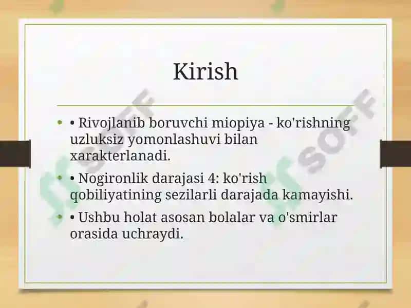 Rivojlanib Boruvchi Miopiyadan Mustaqil Ish 2