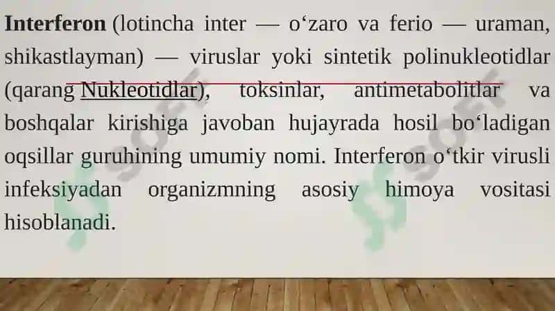Interferon va sitokinlar sintezlanishi, ta’sir mexanizimi 2