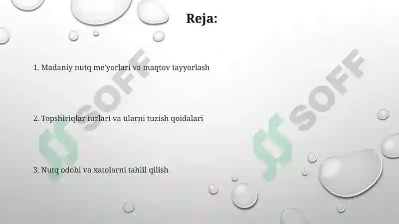 Madaniy nutqning grammatik va uslubi me'yorlari bo'yicha amaliy ma'ruzalar 2