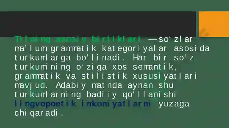 So’z turkumlari kategoriyalari birliklarning lingvopoetik imkoniyatlari 2