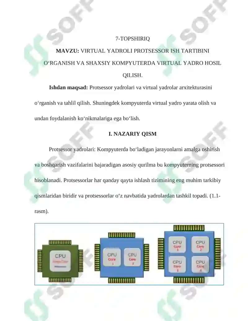 VIRTUAL YADROLI PROTSESSOR ISH TARTIBINI O‘RGANISH VA SHAXSIY KOMPYUTERDA VIRTUAL YADRO HOSIL QILISH 2
