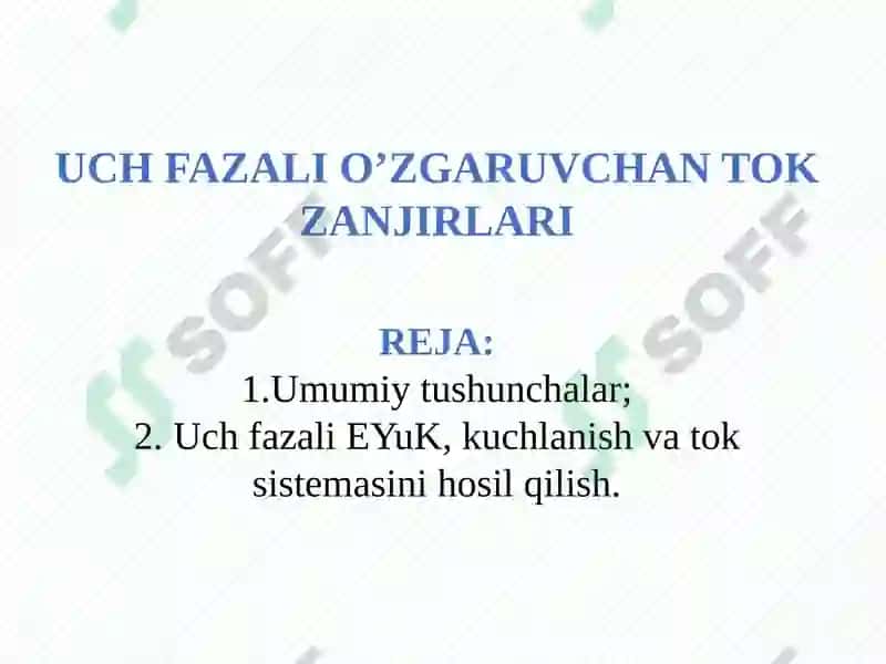 UCH FAZALI O'ZGARUVCHAN TOKZANJIRLARI 2