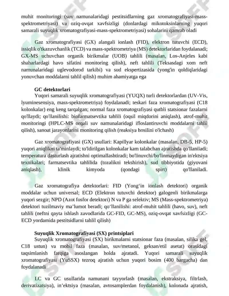 Gaz va gaz-suyuqlik xromotografiyasi usullari tahlil qilish uslubi 2