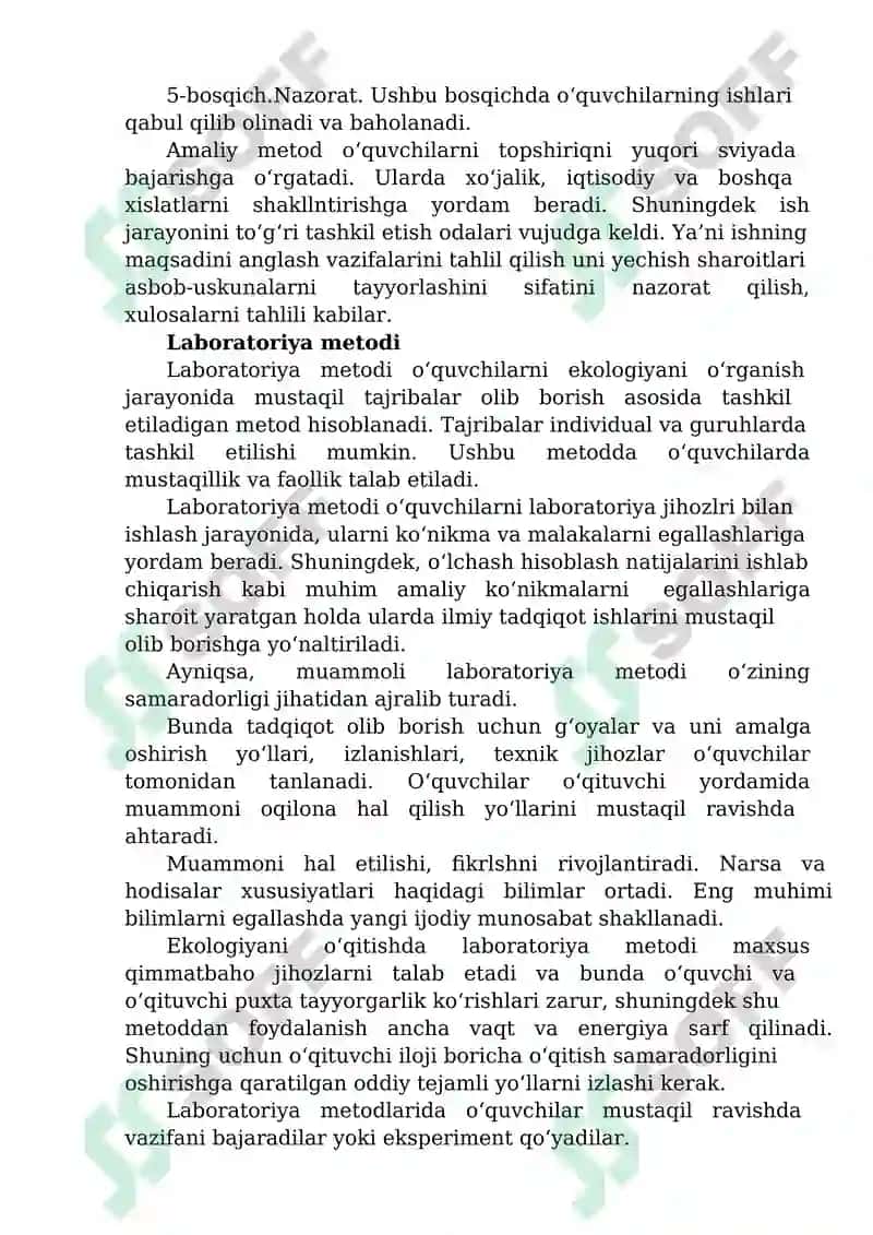 Tabiiy fanlar nazariyasi va metodikasi fanida amaliy va laboratoriya ishlarini uyshtirish 2